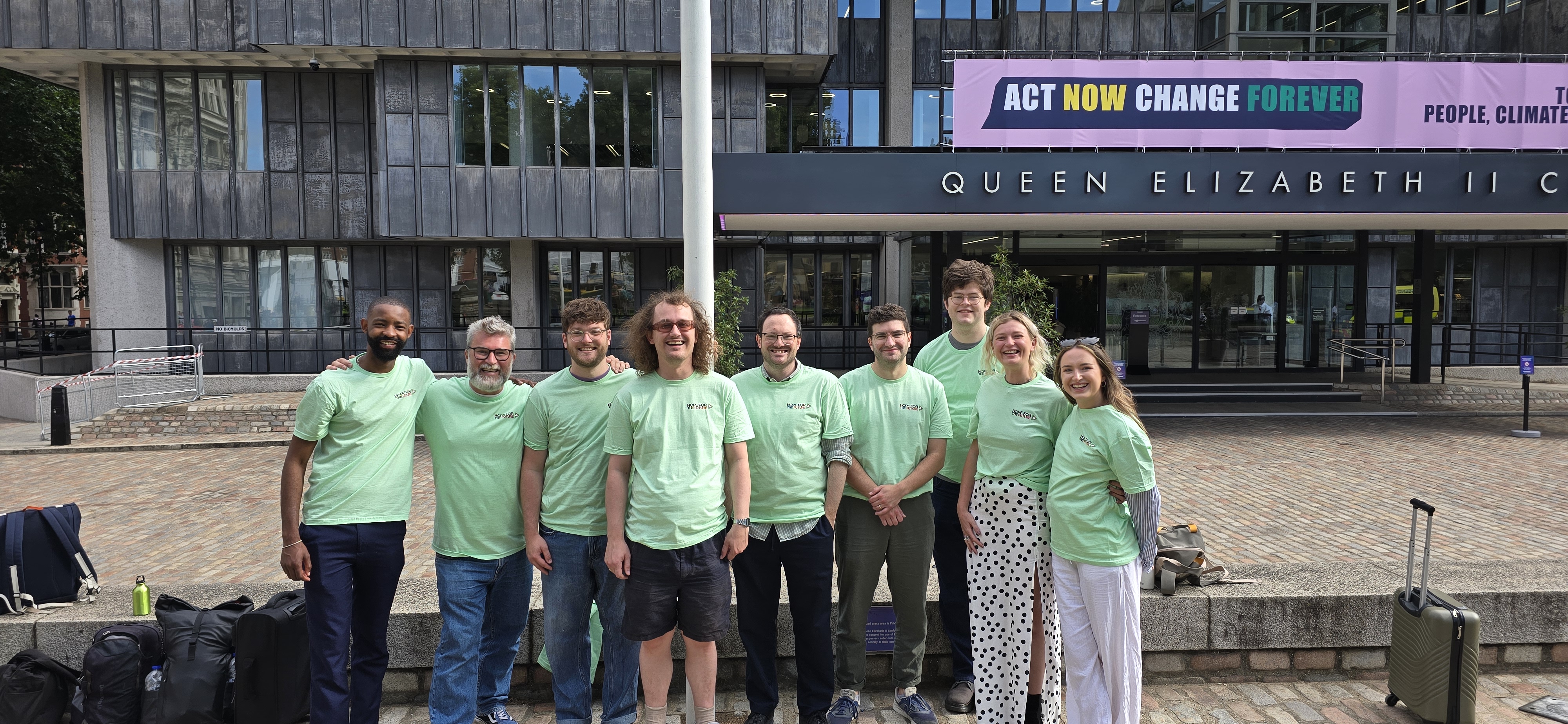 The Hope for the Future team in front of the Queen Elizabeth II Centre